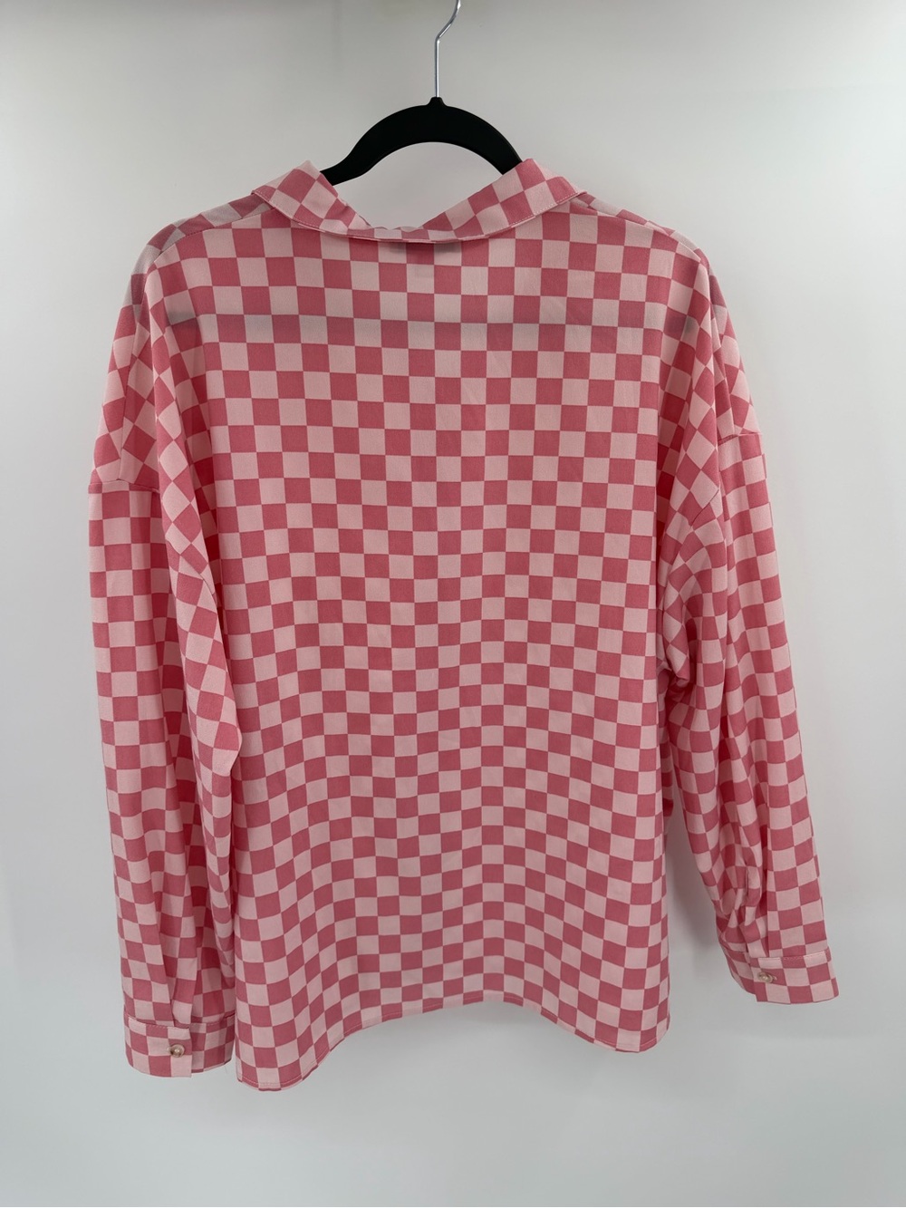 Pretty Garbage Pink Checkered Button-Down Shirt Oversized Large - Picture 3 of 6